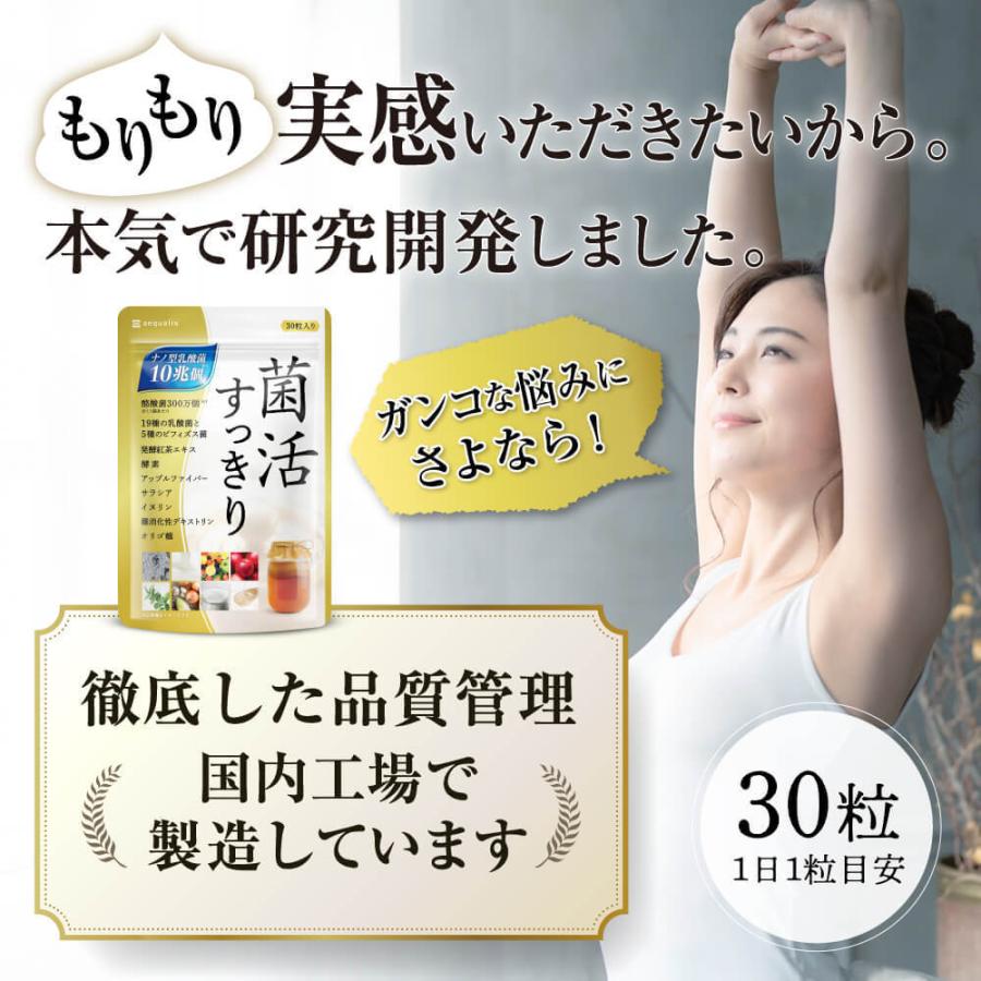 乳酸菌 サプリメント 菌活すっきり 乳酸菌10兆個 ビフィズス菌 酪酸菌 コンブチャ 酵素 オリゴ糖 菌活 プロバイオティクス｜aequalis｜07