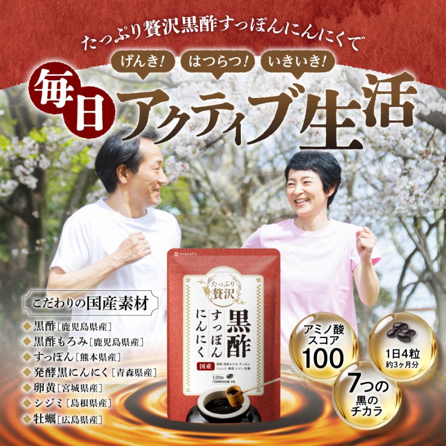 黒酢すっぽんにんにく サプリメント たっぷり贅沢卵黄 シジミ 牡蠣 7種の国産素材 30日分 120粒入 ポイント利用 爆買 | aequalis | 02