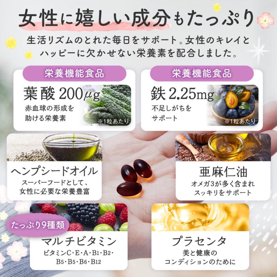 チェストツリー チェストベリー 葉酸 サプリメント ルミエル 鉄 月見草 プラセンタ 亜麻仁油 栄養機能商品｜aequalis｜07