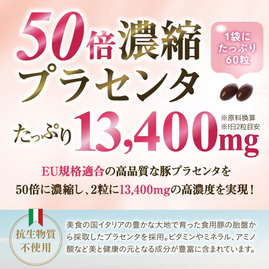 プラセンタ サプリ 2袋セット たっぷり贅沢プラセンタ 50倍濃縮 13400mg/1日 コラーゲン ヒアルロン酸 プロテオグリカン｜aequalis｜03