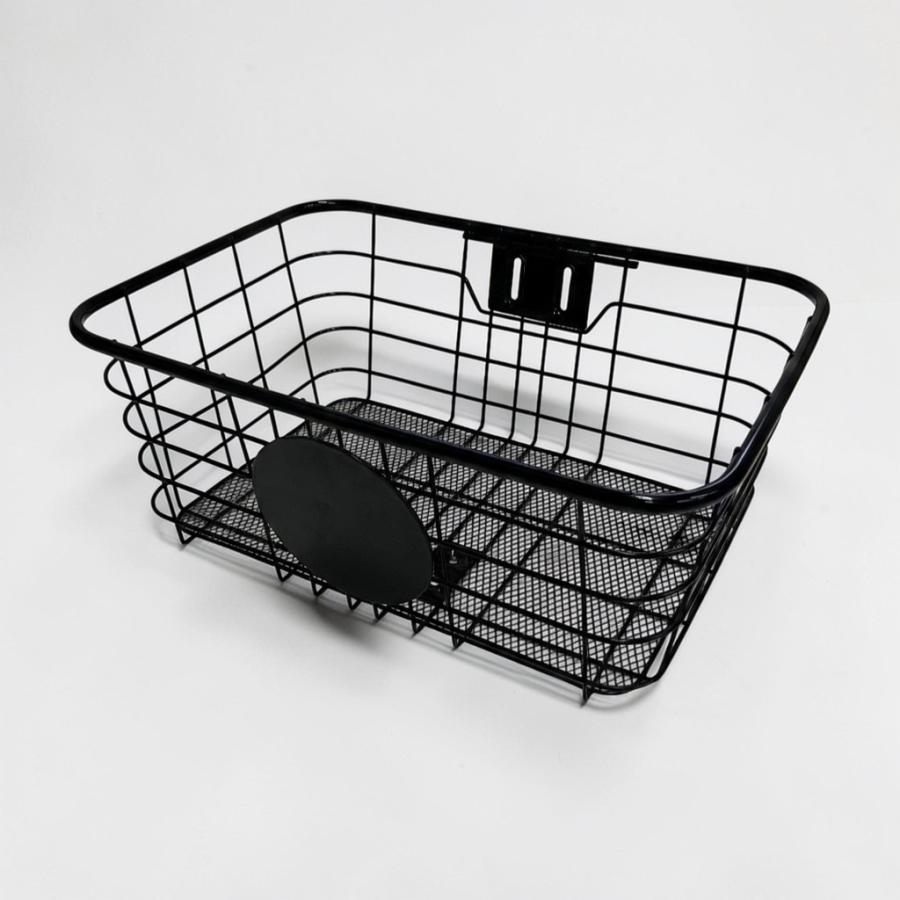 自転車 フロントワイドバスケット 前カゴ ブラック ステッカーが貼れる