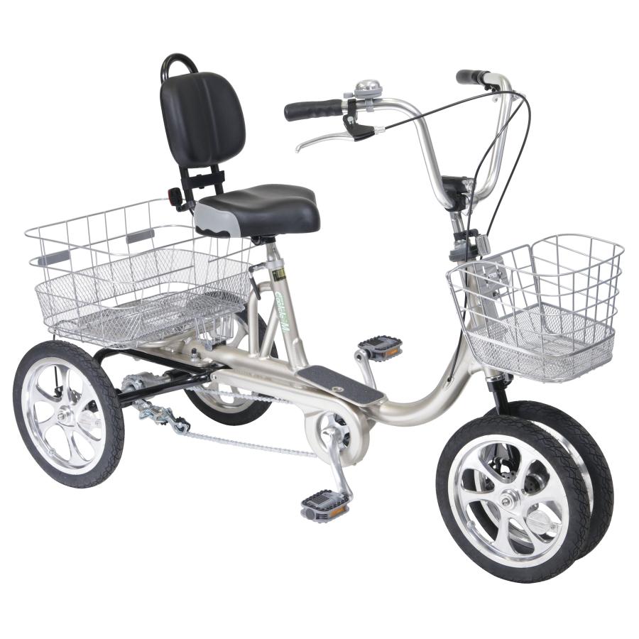 エアロクークルMII 四輪自転車 シルバー シニア 空気入れ不要