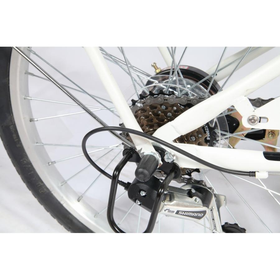パンクしない 20型オールインワン折り畳み自転車 マットレッド 6段変速
