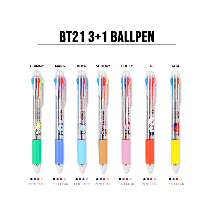BT21 3+1 Ballpen【送料無料】BT21公式グッズ ボールペン 4色