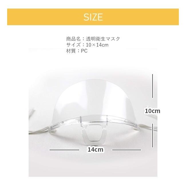 Clear Mask 100枚セット【当日発送・送料無料】透明マスク マウスシールド 飛沫防止 曇り止め 水洗い 軽量 通気性 簡単装着 飲食店 ウイルス 衛生 繰り返し 安い |  | 06