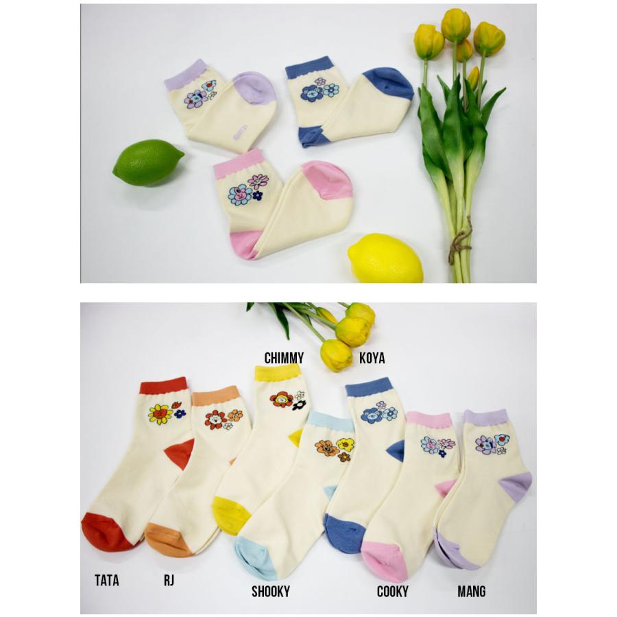 【靴下】BT21 Flower Socks【送料無料】BTS公式グッズ 靴下 くつした ソックス キャラクター靴下 23-25cm 吸汗性 速乾性 通気性 四季用ソックス 正規品 かわいい｜aesoon｜05