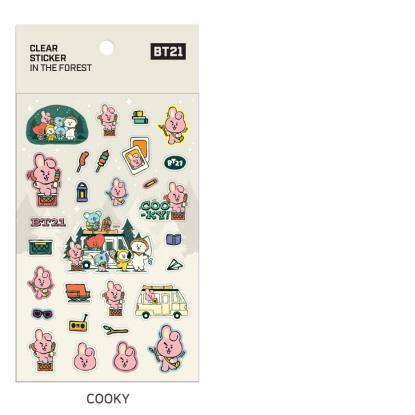 BT21 Clear Sticker in the forest【BTS公式グッズ】クリアステッカー キャンプ グランピング テント 森林 べたつかない 手帳 日記 家計簿 ノート メモ | BT21 | 10