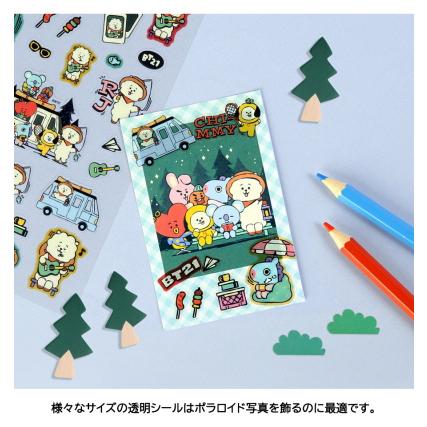 BT21 Clear Sticker in the forest【BTS公式グッズ】クリアステッカー キャンプ グランピング テント 森林 べたつかない 手帳 日記 家計簿 ノート メモ | BT21 | 12