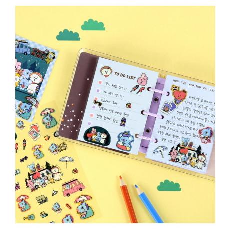 BT21 Clear Sticker in the forest【BTS公式グッズ】クリアステッカー キャンプ グランピング テント 森林 べたつかない 手帳 日記 家計簿 ノート メモ | BT21 | 06