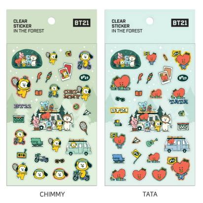 BT21 Clear Sticker in the forest【BTS公式グッズ】クリアステッカー キャンプ グランピング テント 森林 べたつかない 手帳 日記 家計簿 ノート メモ | BT21 | 09