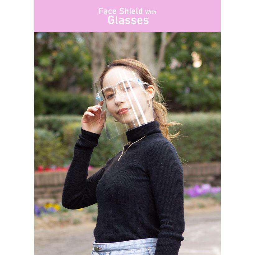 フェイスシールド メガネタイプ 100枚セット【送料無料】フェイスシールド メガネ 眼鏡型 大人用 接客業 透明シールド 水洗いできる |  | 01