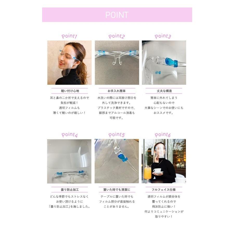 フェイスシールド メガネタイプ 60枚セット【送料無料】フェイスシールド メガネ 眼鏡型 大人用 接客業 透明シールド 水洗いできる 快適 クリア |  | 04