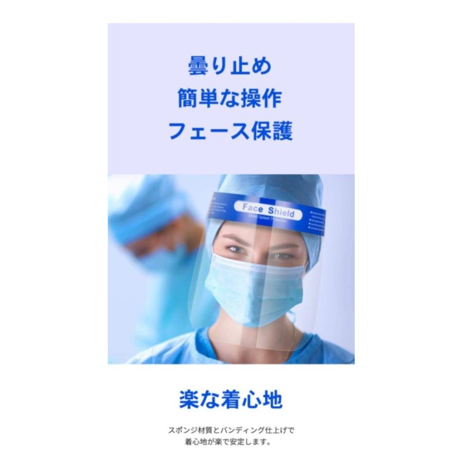 フェイスシールド 60枚セット スポンジタイプ 【送料無料】60枚セット フェイスガード 防止 顔 ガード マスク 防護マスク 透明 快適 |  | 04