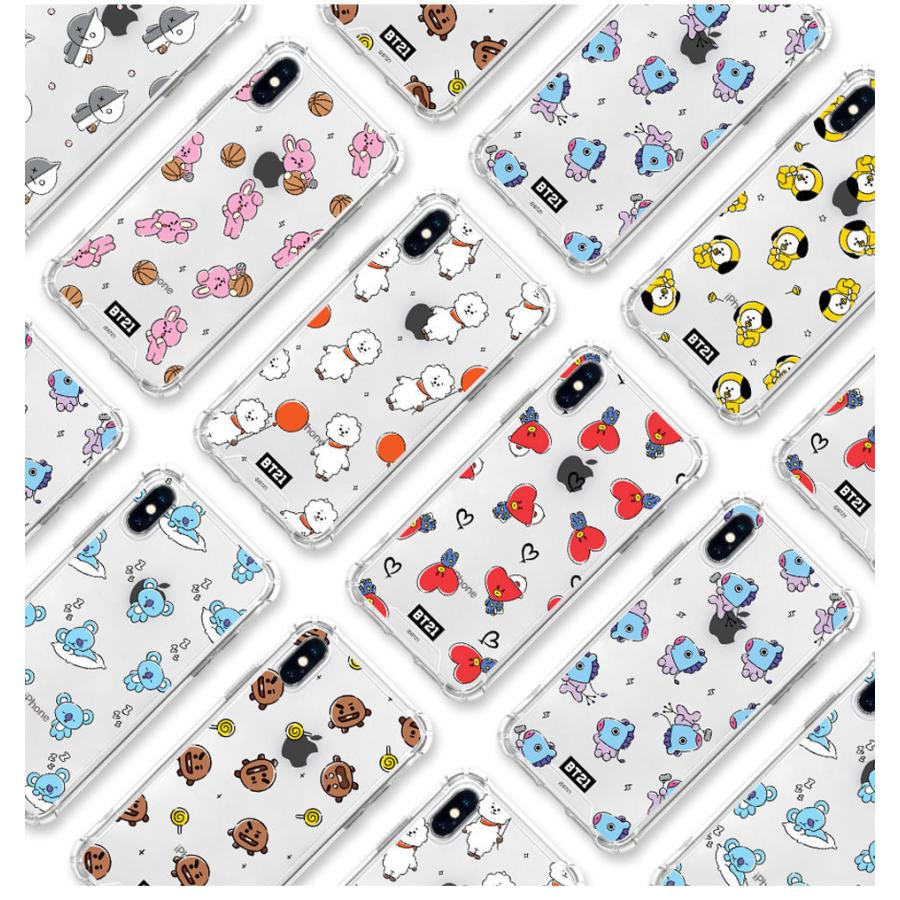 BT21 HANGOUT PATTERN CLEAR SLIM BUMPER CASE 【即日発送＆送料無料】かわいい iPhone7 iPhone8 plus  Pro iPhone11 Pro Max | BT21 | 19