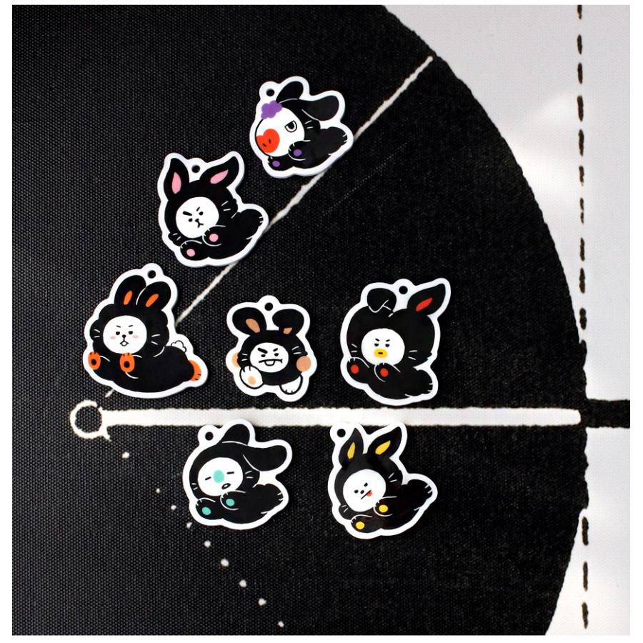 BT21 Acylic Simple Keyring Black Rabbit 【BTS公式グッズ】 ブラックラビット キーホルダー キーリング ストラップ TATA COOKY CHIMMY RJ | BT21 | 03