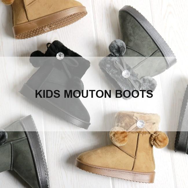 ポンポンリボンがかわいい♪キッズ ジュニア ムートンブーツ 女の子