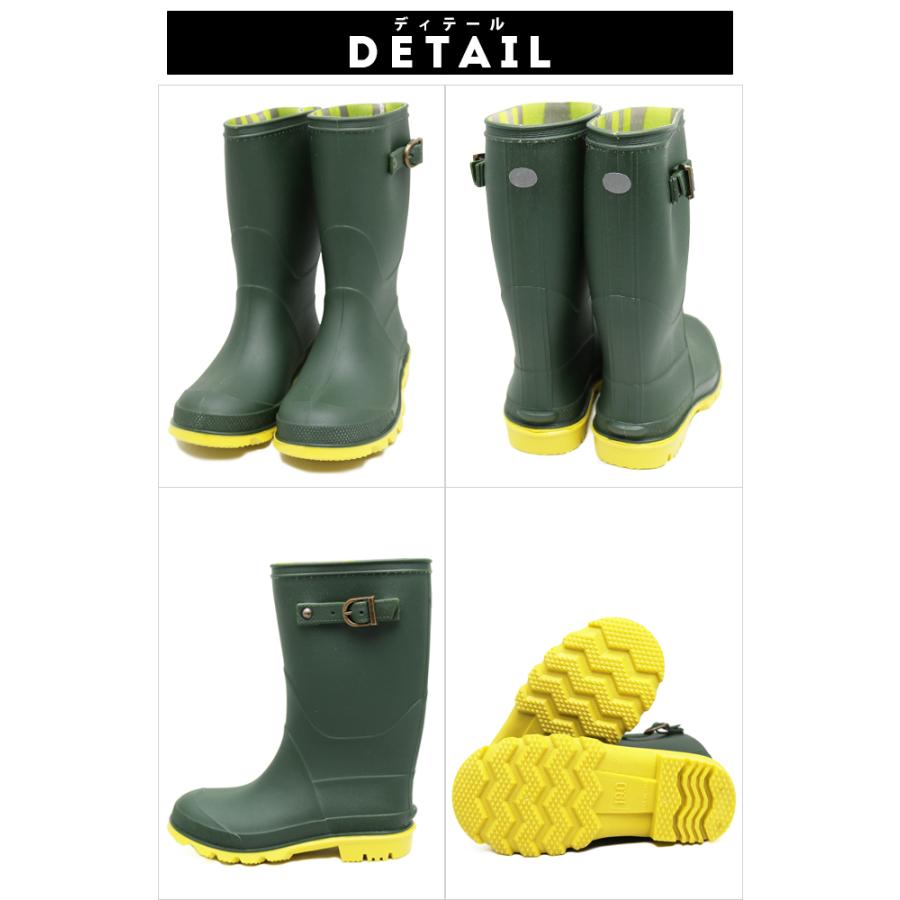 【訳あり商品】返品交換不可 アウトレット 新品 キッズ ジュニア レインブーツ 長靴 シンプル ツートーン 2トーン ブラック ブラウン カーキ 雪 雨 冬 靴 訳あり |  | 06