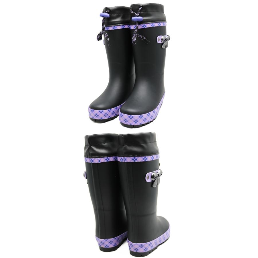 レインブーツ 長靴 キッズ ジュニア 防寒 フード付き 女の子 ガールズ