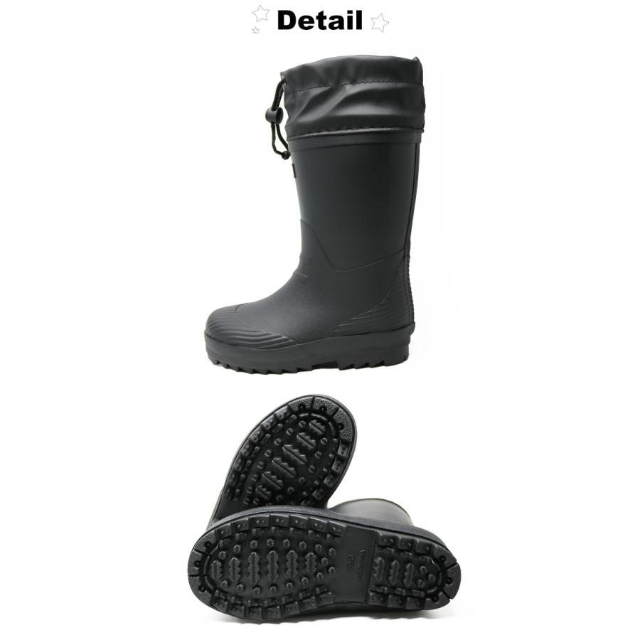レインブーツ 長靴 男の子 女の子 キッズ ジュニア 防寒 シンプル ブラック 黒 雪 冬用 ウレタン あたたかい インスタ 映え WILDTREE AK192 |  | 03
