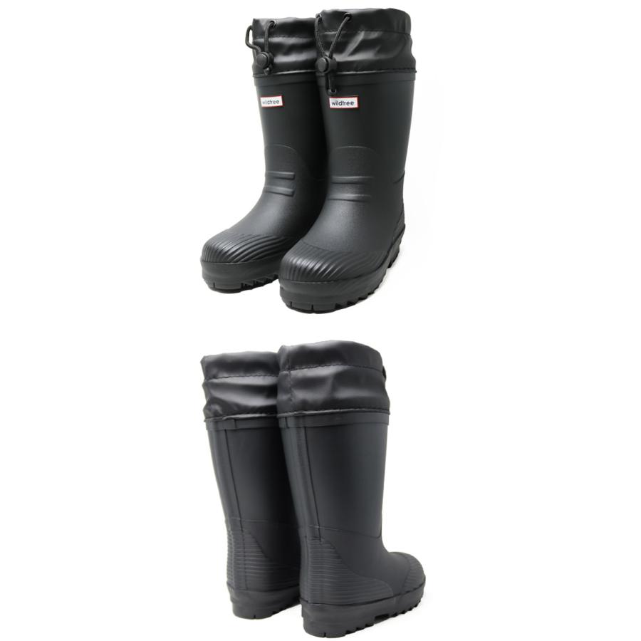 レインブーツ 長靴 男の子 女の子 キッズ ジュニア 防寒 シンプル ブラック 黒 雪 冬用 ウレタン あたたかい インスタ 映え WILDTREE AK192 |  | 04