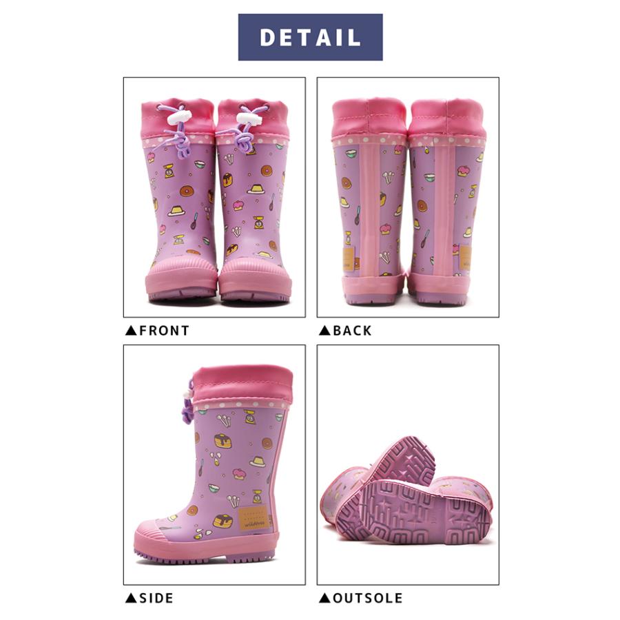 レインブーツ 長靴 キッズ ジュニア 女の子 ガールズ スイーツ お菓子 かわいい 防寒 雪 冬用 ウレタン WILDTREE AK198 |  | 03
