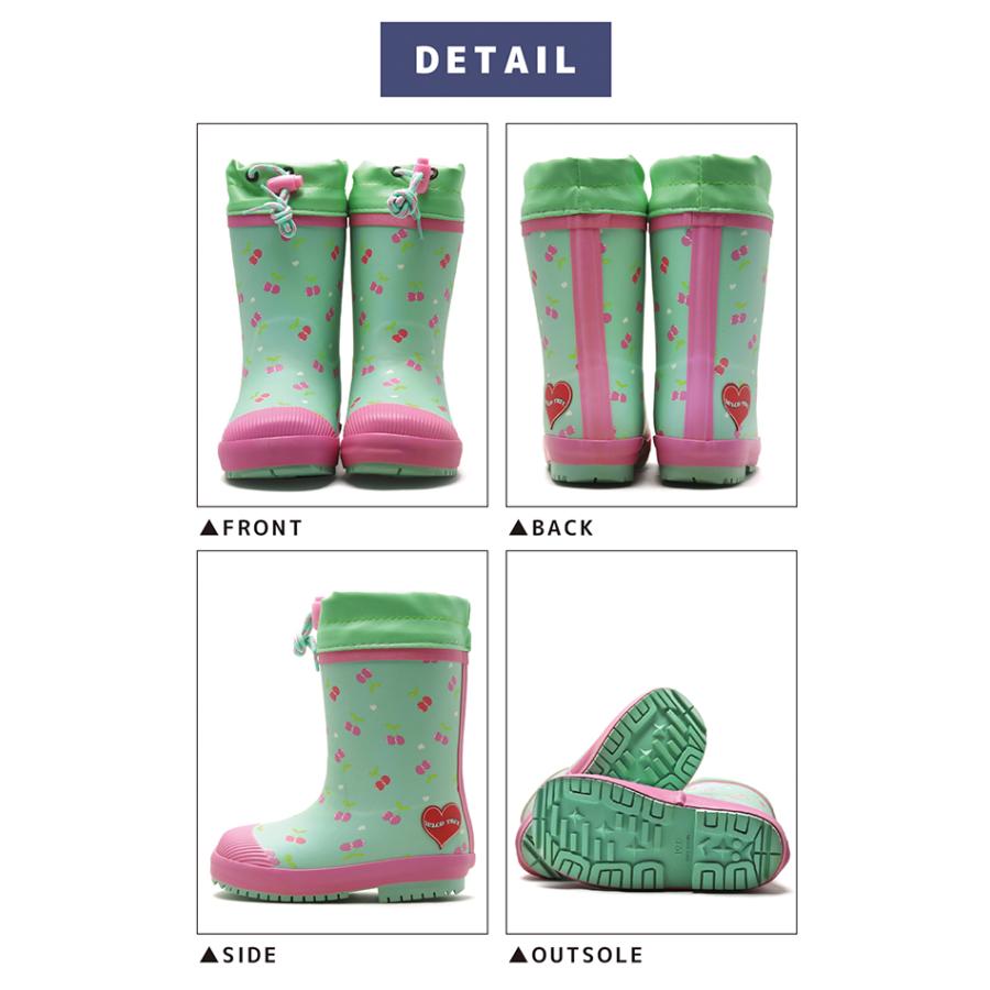 レインブーツ 長靴 キッズ ジュニア 女の子 ガールズ チェリー さくらんぼ ハート 防寒 雪 冬用 ウレタン WILDTREE AK199 |  | 03