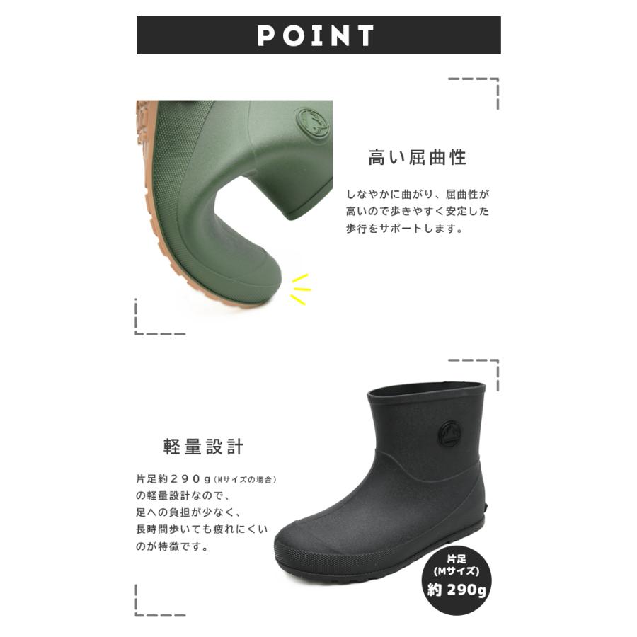 メンズ 紳士 ショート レインブーツ 長靴 軽量 軽い カップインソール 衛生的 短め シンプル 普段履き 畑仕事 ガーデニング 園芸 雨 雪 冬 HM053 |  | 01