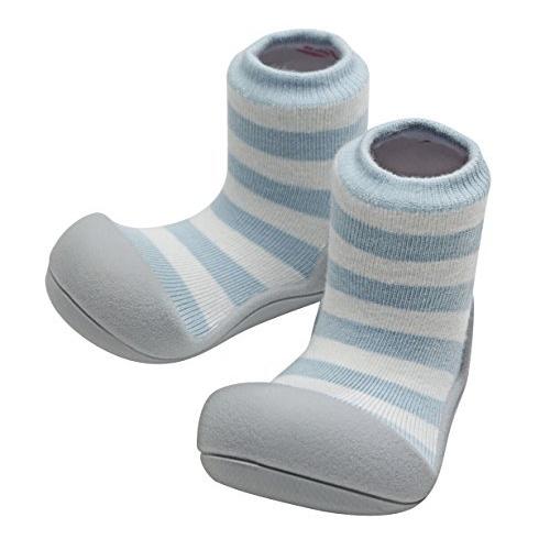 [Attipas] アティパス ベビーシューズ Natural Herb (ナチュラルハーブ) S (10.8 cm) ブルーボーダー 男の子/洗濯機