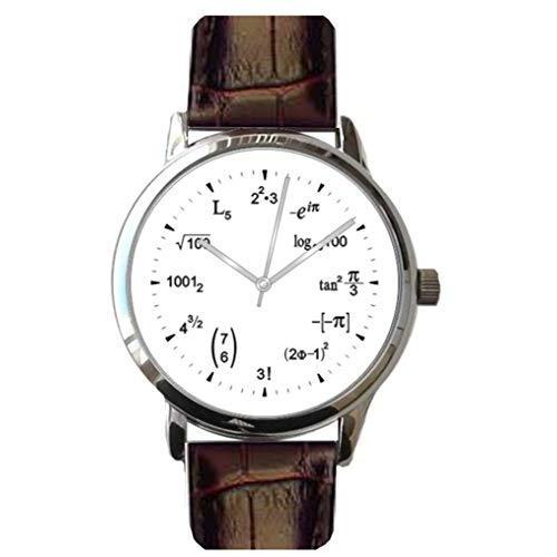 割引オーダー 数学ダイヤルの 時計は数学方程式を大きく磨き上げたクロム時計にクロコダイルデザインブラウンレザーストラップ 特典付き Encuestas Goberna Pe