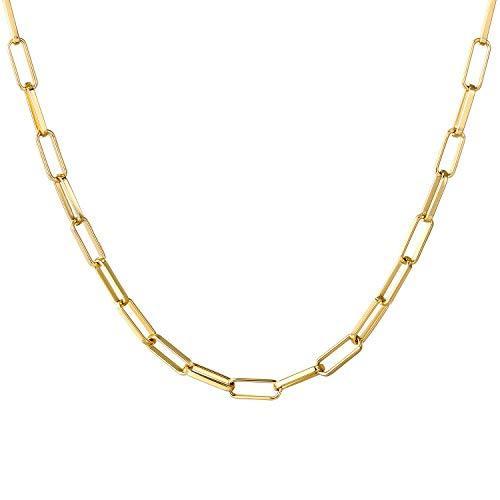 14K Gold Oval Link Chain Necklaces for Women | Dainty Paperclip Necklace La その他レディースアクセサリー