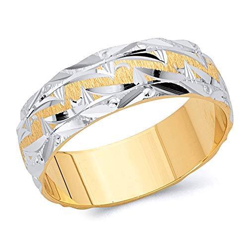 割引プラン Wellingsale 結婚指輪 14kホワイト イエローゴールドの2トーン 研磨サテン 6ミリ ダイヤモンドカット 快適フィット B01dg0dlaq オシレプア 通販 Yahoo ショッピング 買い手 Corporacionsalman Com