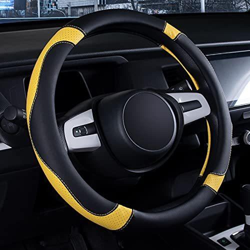 超人気の トラック 車 ハンドルカバー Eing 送料無料 Suv ブラック イエロー ソフト スポーティ 滑り止め 15インチ ユニバーサル ジープなどに ベース Christiansilva Cl