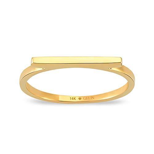 只今在庫あり Gelin スリムラインバーリング 14kソリッドゴールド かわいいリング スタッキングリングジュエリー 日本 安い Gaains Com