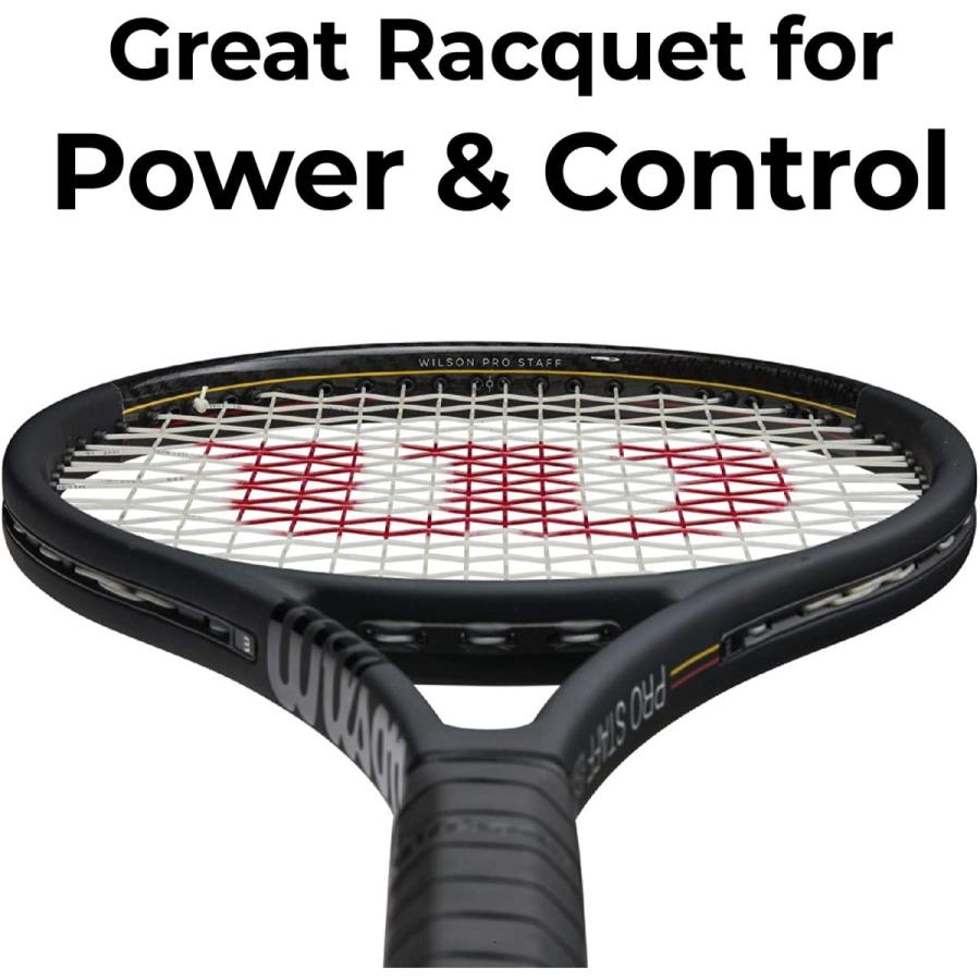 Wilson Pro Staff 97 v13 Tennis Racquet (4 1/2%ダブルクォーテ% Grip) Strung with Silver Synthetic Gut Racket String - Best Racquet for Power and Contro｜afljd62199｜04