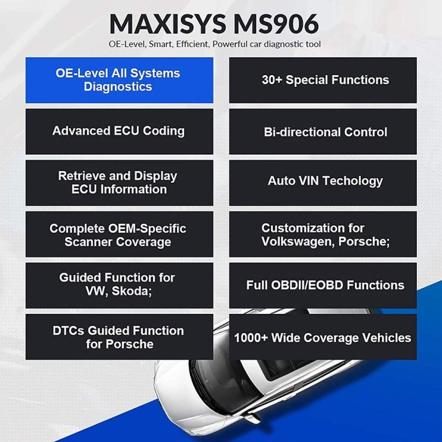 Autel Maxisys MS906 OBD2 スキャンツール フリーバッテリーテスター BT100 ECUコーディング、オートスキャン、双方向制御、OE-Leve診断、オイルリセットサ｜afljd62199｜02