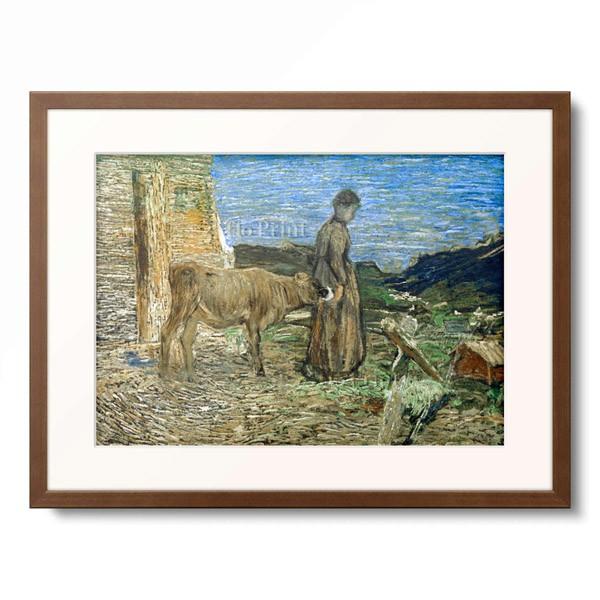 ジョヴァンニ・セガンティーニ Giovanni Segantini 「Contadina con vitello (Bauerin mit Kalb), 1890」｜afloprint