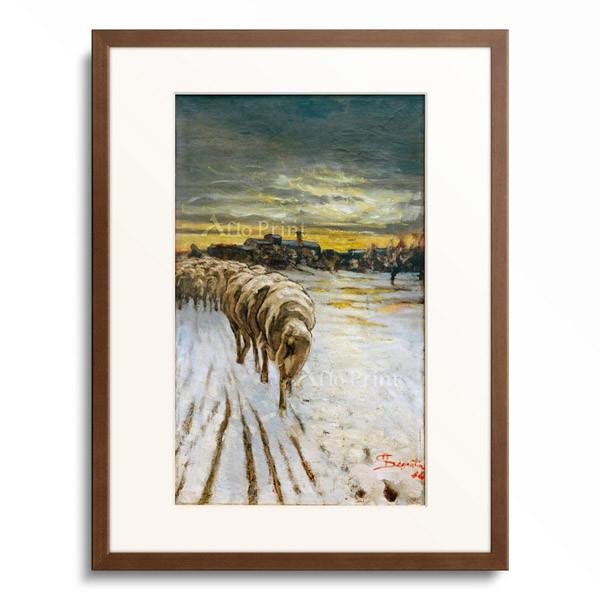 ジョヴァンニ・セガンティーニ Giovanni Segantini 「Paesaggio con pecore (Landschaft mit Schafen), 1881.」｜afloprint