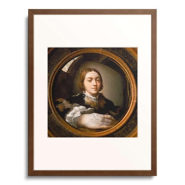 自画像　ミニ絵画 パルミジャニーノ Girolamo Francesco Maria Mazzola 「凸面鏡の自画像