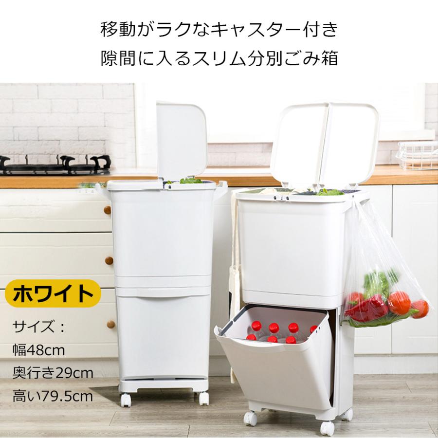 ゴミ箱 おしゃれ 45L 45リットル ダストボックス フロントオープン 分別 袋可 積み重ね キッチン スリム シンプル 大容量 ichc-37の画像