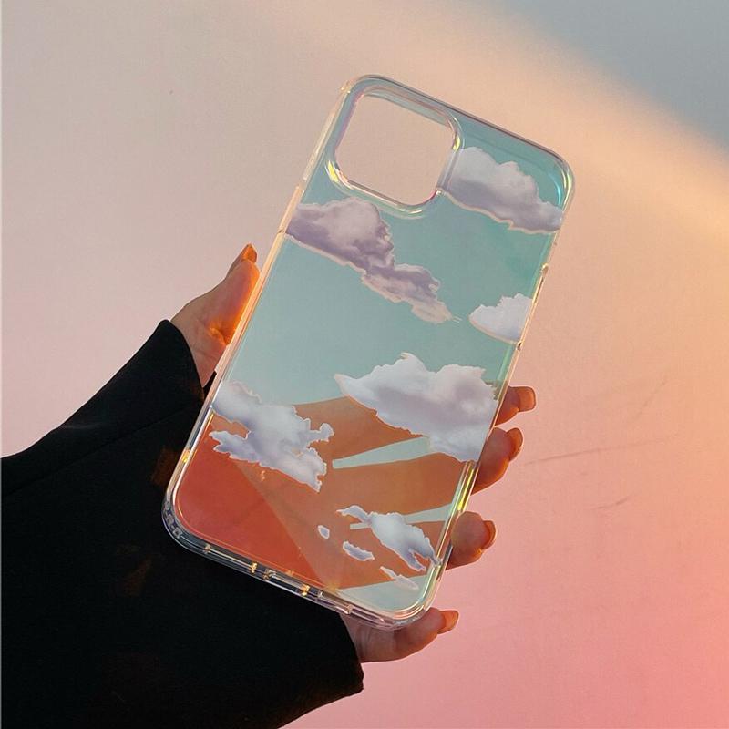 新品 Clouds iPhone12 ケース5 iPhone 空柄 雲模様 ケース 1個入 クリア オーロラ 保護ケース 1個