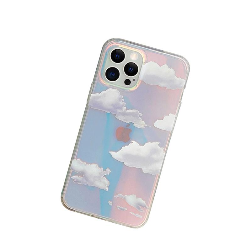 新品 Clouds iPhone12 ケース5 iPhone 空柄 雲模様 ケース 1個入 クリア オーロラ 保護ケース 1個