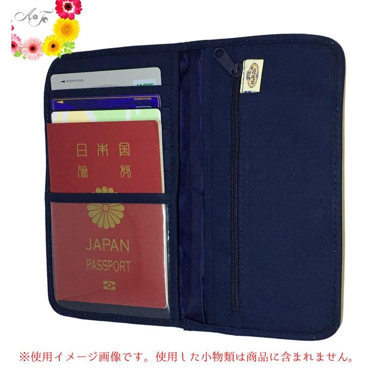 青薔薇×ダンガリー無地　ダブルファスナーポーチ　マスクケース　通帳ケース NaRaYa ナラヤ マルチケース パスポート 長財布 通帳カバー NB290