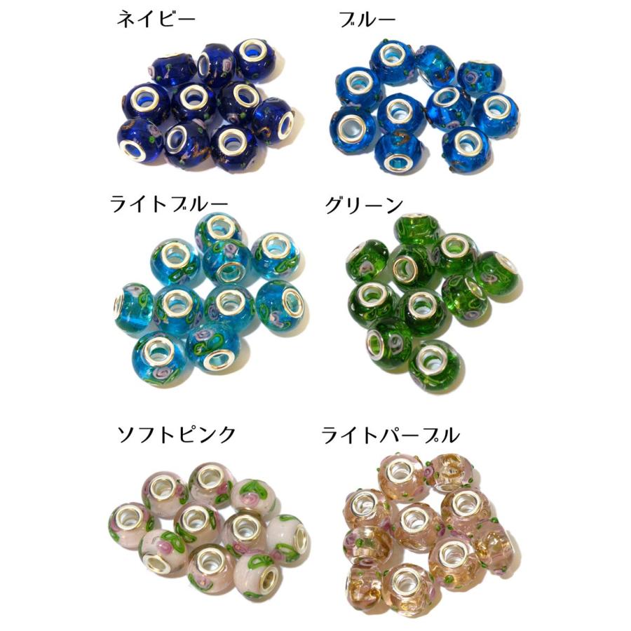 AFP】ベネチアンガラス風 大穴 花柄ビーズ 全6色 同色10個入り AFP】ベネチアンガラス風 大穴 花柄ビーズ 全6色 同色10個入り