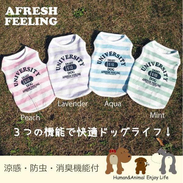 涼感・防虫・消臭機能付フレッシュボーダーシャツ Ｍサイズ ペットウェア ドッグウェア ペット服 犬服 犬用 アフレッシュフィーリング メール便1点のみＯＫ | 
