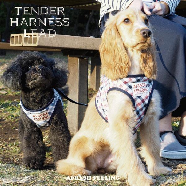 チェック柄テンダーハーネスリード Sサイズ ハーネスリード 胴輪 犬用