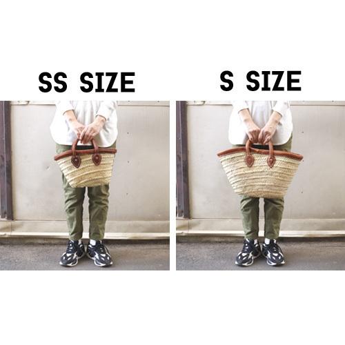 モロッコ かごバッグ 革縁 革ハンドル S マルシェバッグ オーバル カゴ