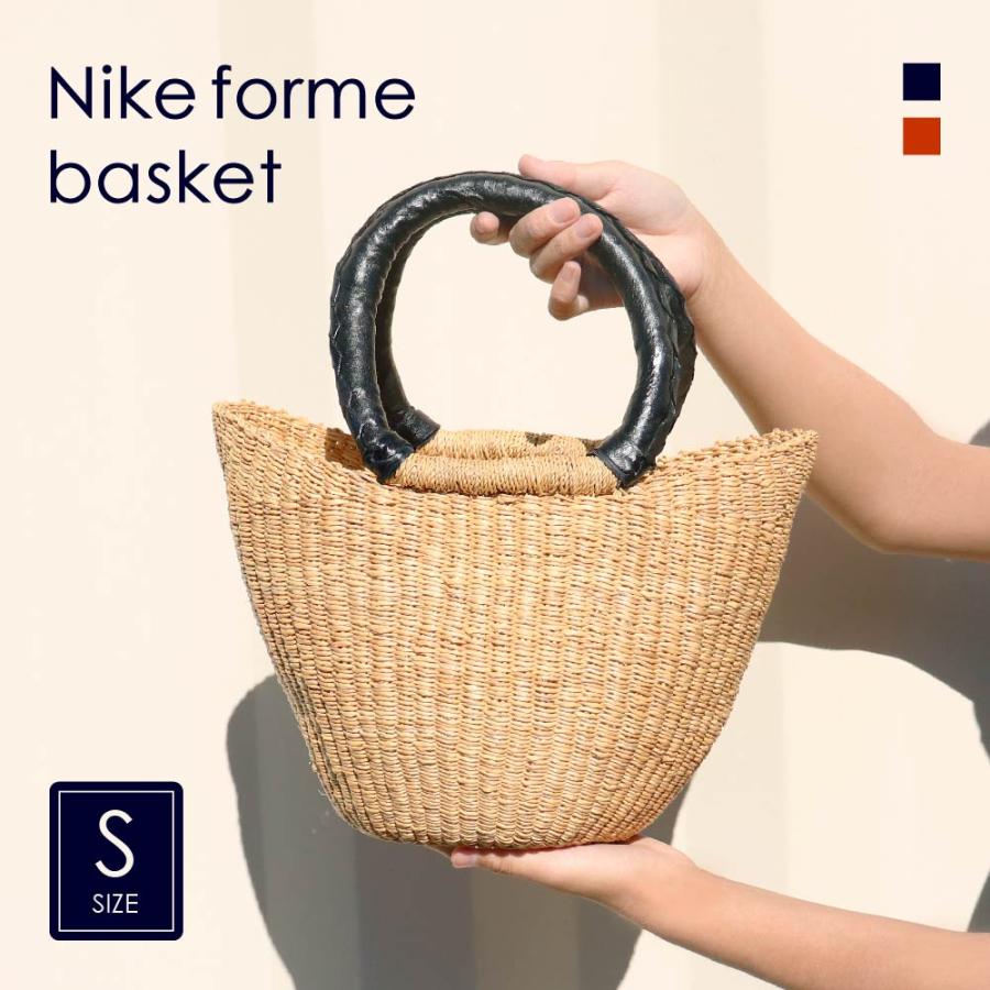 MANGOROBE マンゴロべ ボルガ丸底ニケフォルムバスケット 黒革ハンドル ボルガ丸底ニケフォルムバスケット M 黒革ハンドル | マンゴロベ