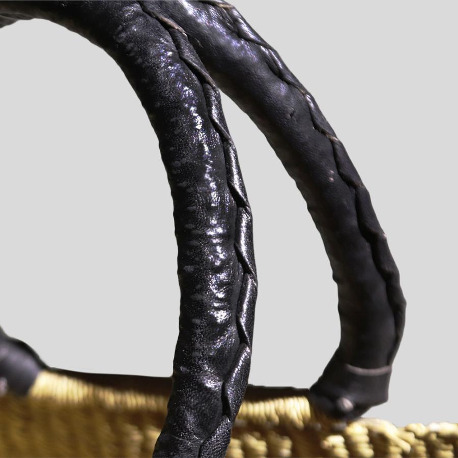 ボルガバスケット S 黒革ハンドル かごバッグ ミニ レディース
