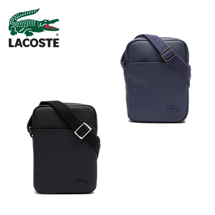 無料 lacoste ラコステ CLASSIC 鹿の子地エンボスPVCカメラポーチ MEN’S CLASSIC 鹿の子地エンボスPVCショルダーフラップバッグ