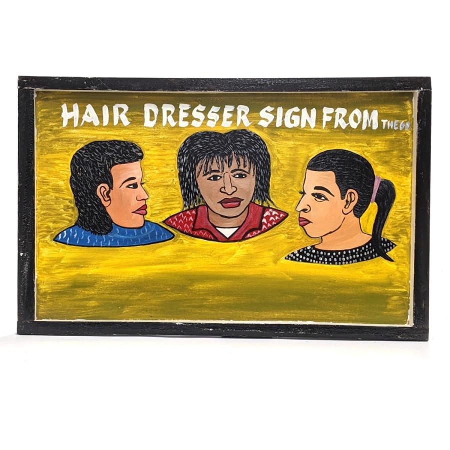 ヴィンテージ　アフリカ　ヘアスタイル　床屋　美容院　看板 アフリカのヘアスタイルと床屋の看板│colophon folk art
